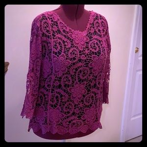 LeModa Crocheted Fushia Over Shirt